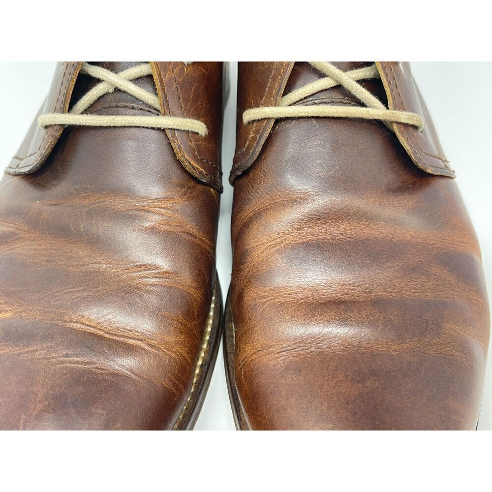 J. Shoes Monarch Brown Leather Lace-Up Plain Toe Shoes Chukka Boots Men's US 9.5 - Picture 3 of 16